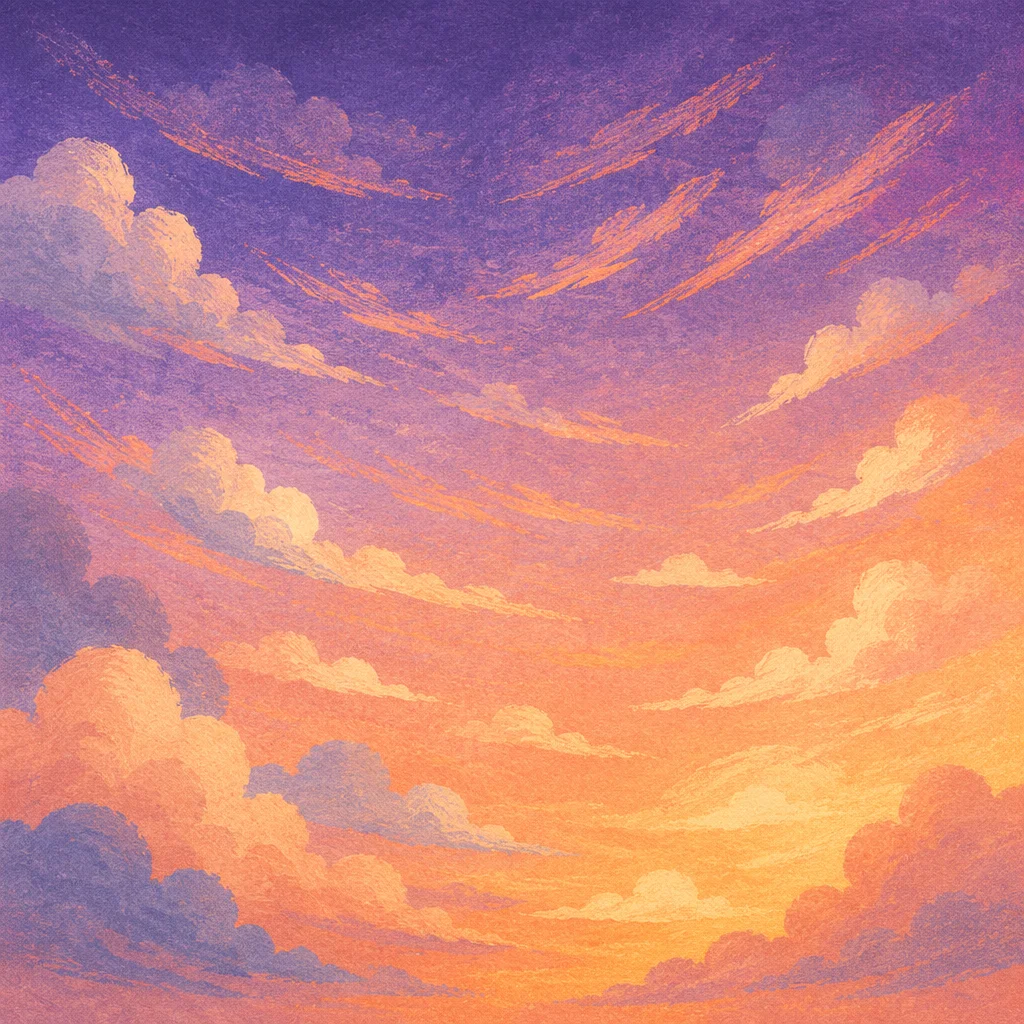 Dreamy Sunset Sky Gradient with Clouds
