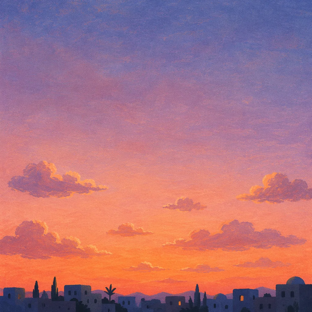 Peaceful Sunset Sky Over Urban Horizon