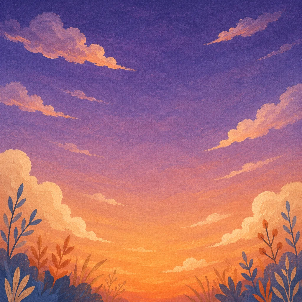 Peaceful Orange Purple Sunset Sky Background