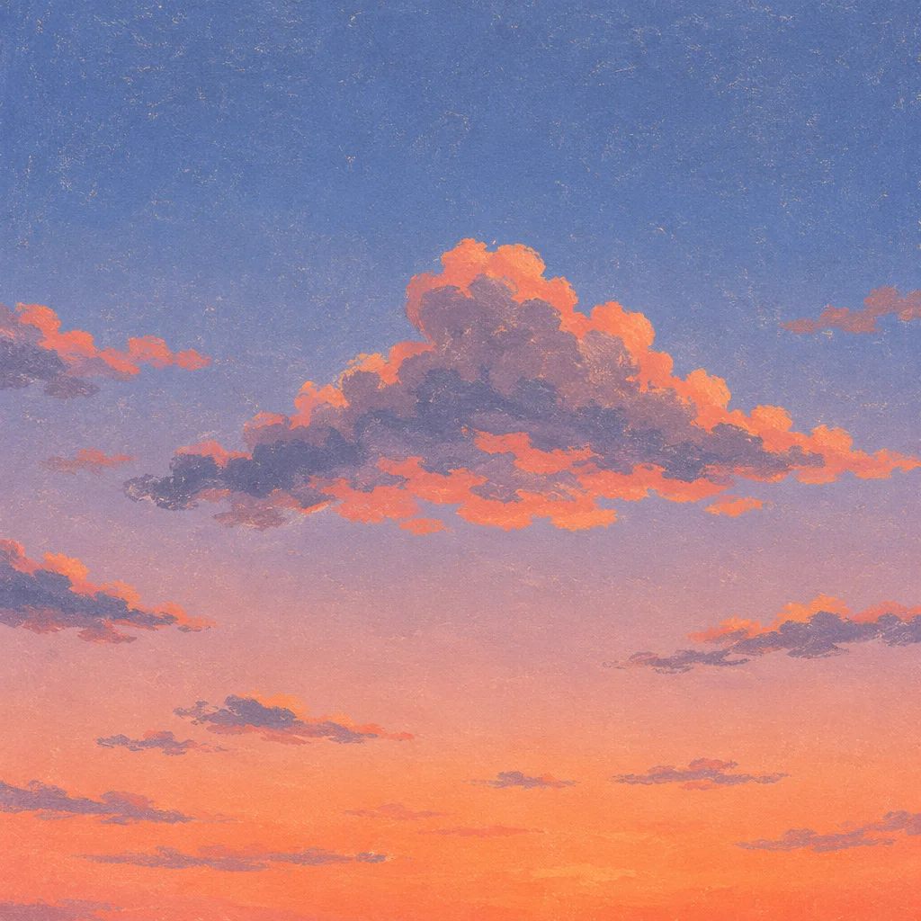 Orange Purple Sunset Sky with Soft Clouds
