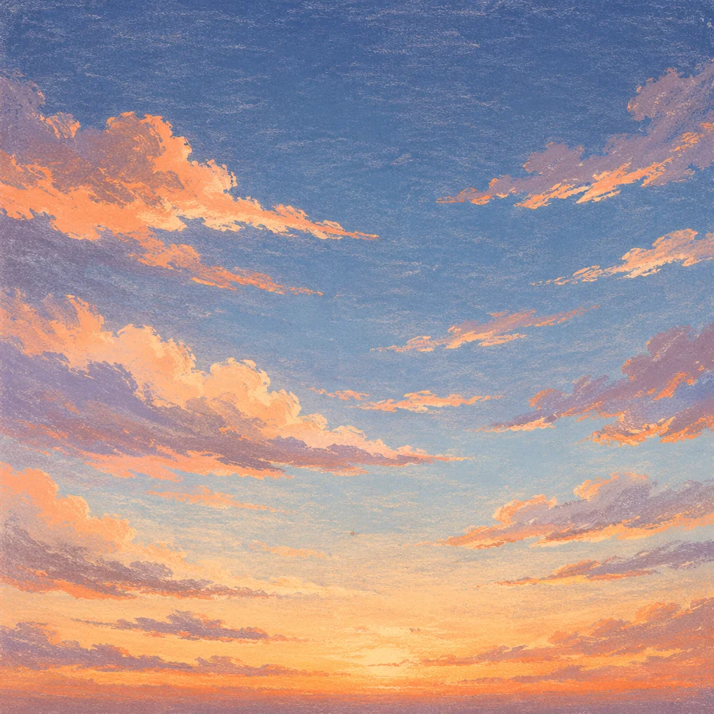 Orange Purple Sunset Sky with Wispy Clouds