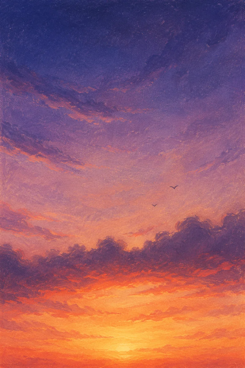 Dreamy Orange Purple Sunset Sky Background