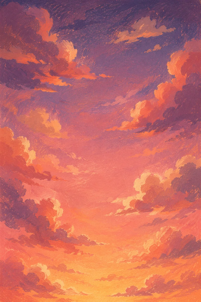 Sunset Sky Gradient With Purple Clouds