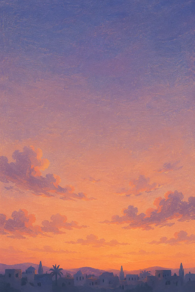 Peaceful Sunset Sky Over Urban Horizon