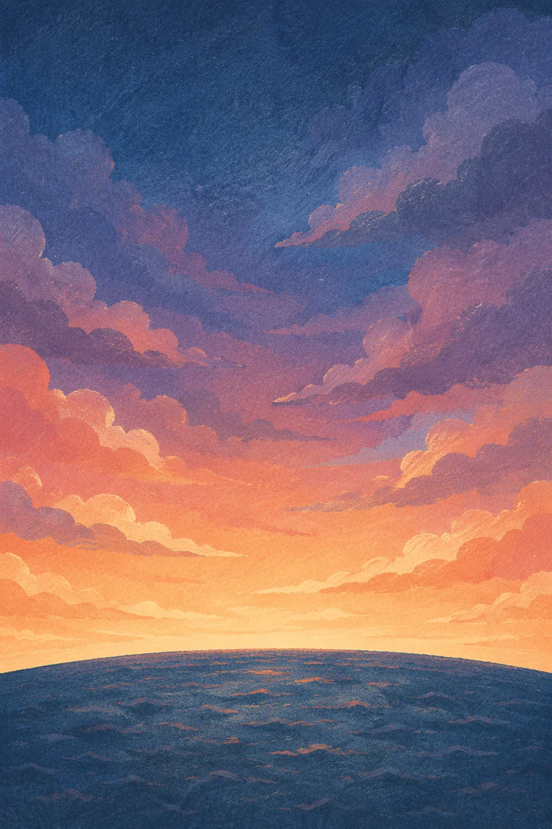 Orange Purple Sunset Ocean Background