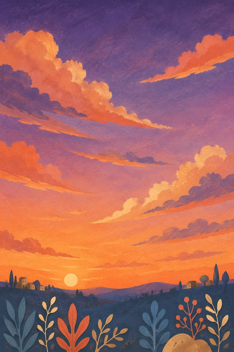 Peaceful Orange Purple Sunset Sky Background