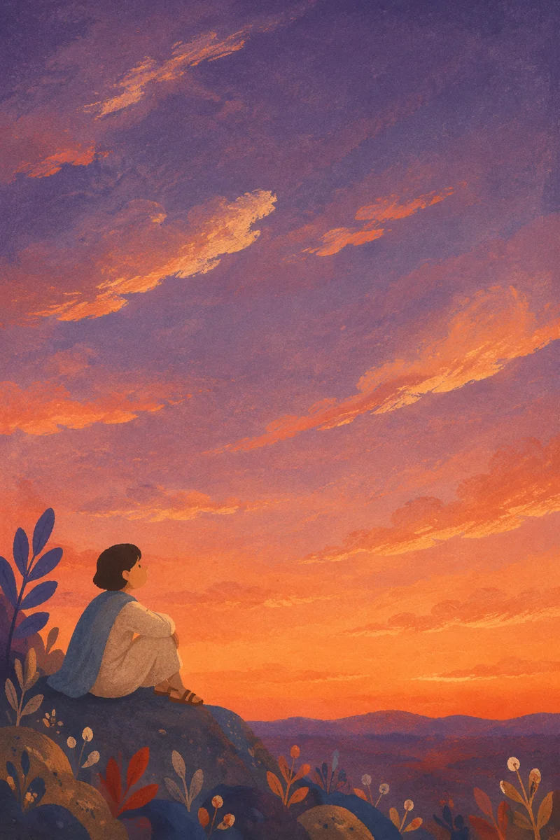 Serene Orange Purple Sunset Sky Background