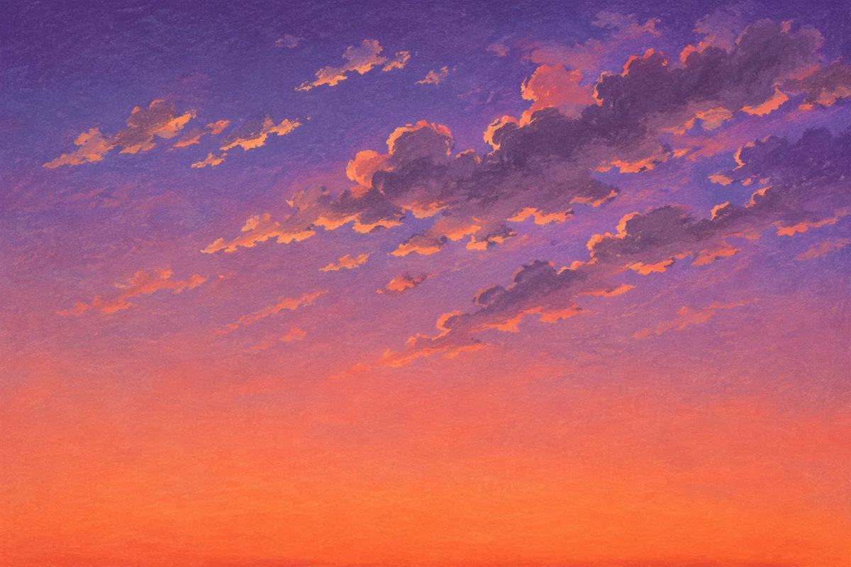 Dreamy Sunset Sky Gradient with Clouds