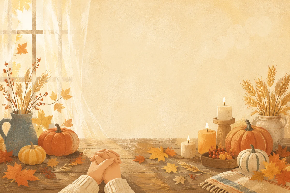 Clasped Hands on Autumn Rustic Table