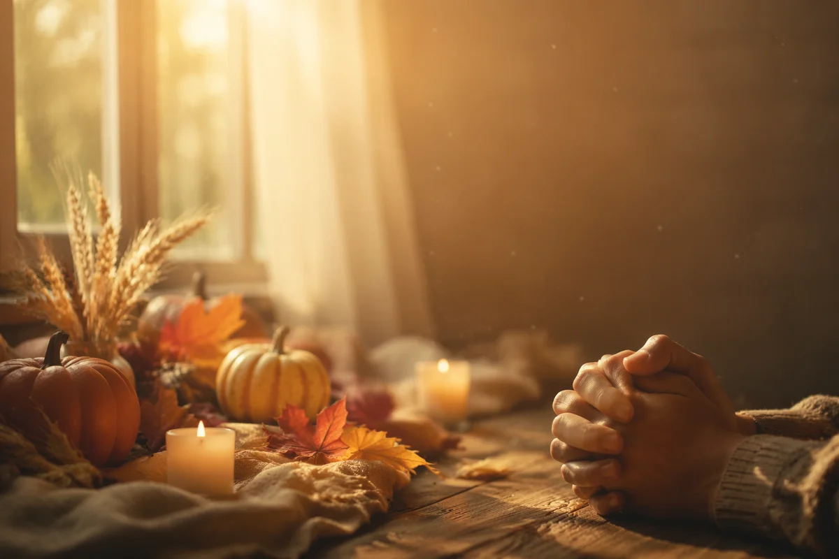 Clasped Hands on Autumn Table