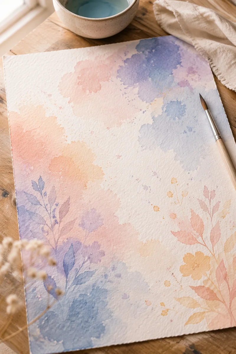 Soft Watercolor Wash on Cotton Paper