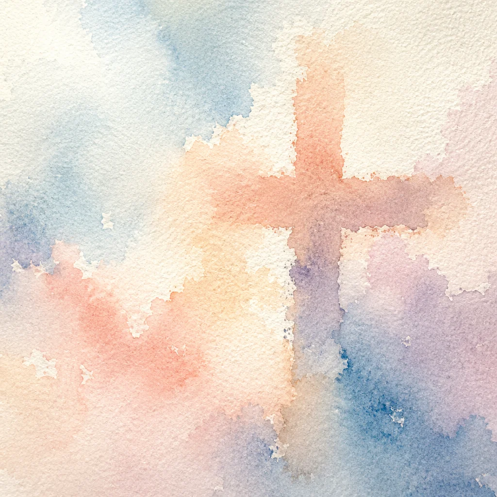 Soft Watercolor Cross on Textured Paper
