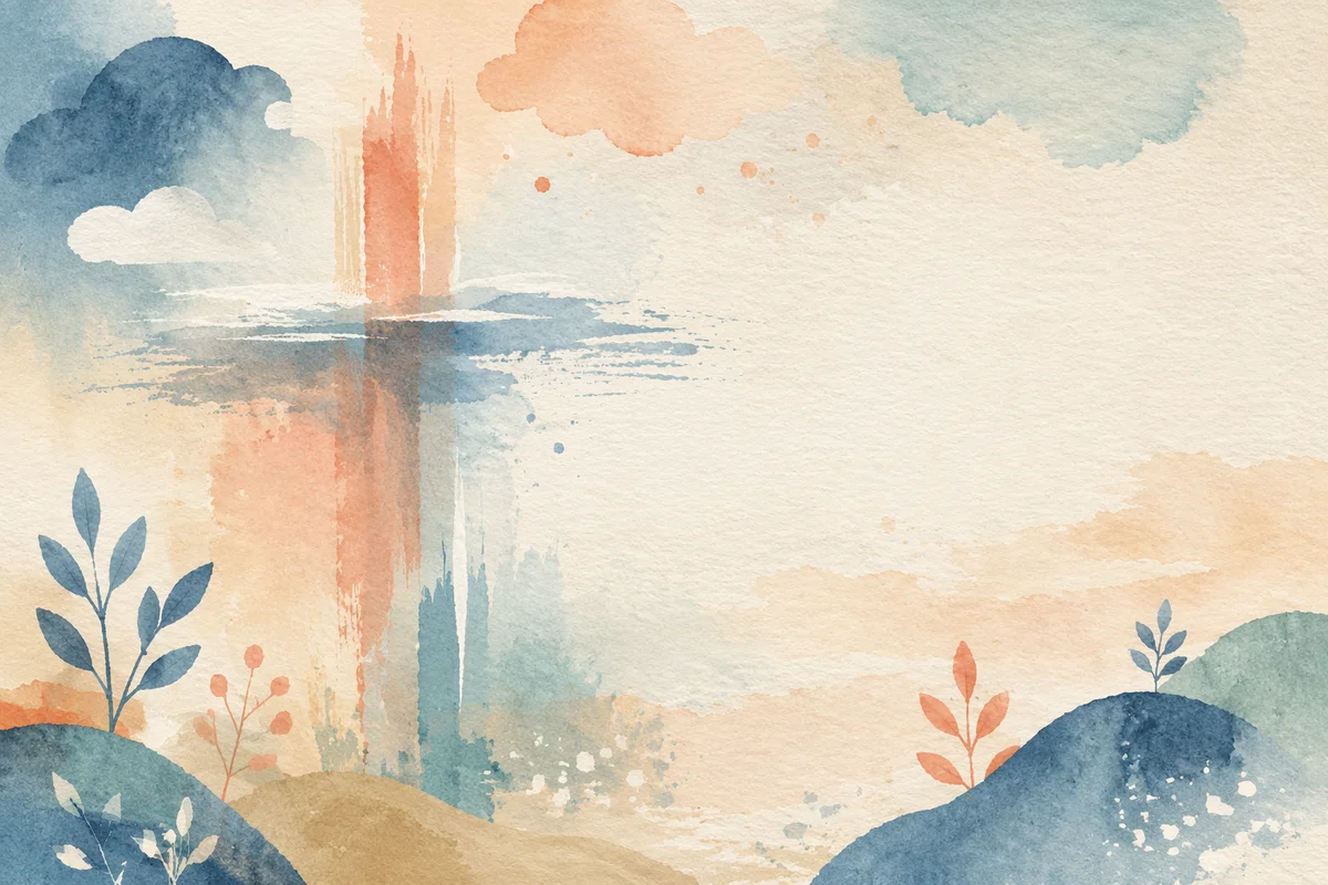 Abstract Watercolor Cross on Cream Paper