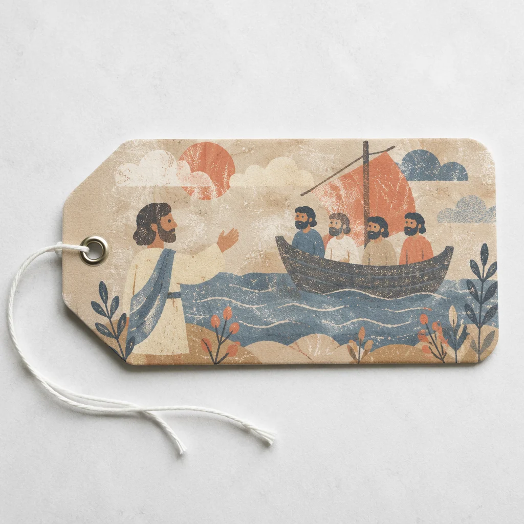 Minimal Charcoal Paper Tag on White