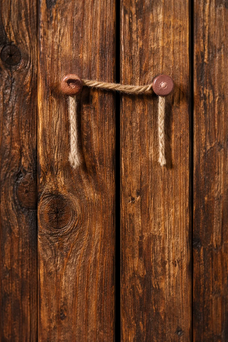 Rustic Wooden Planks with Hanging Twine