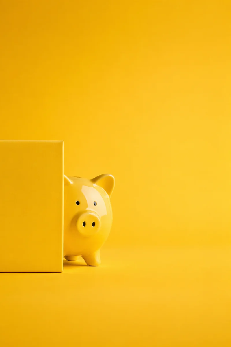 Cheerful Yellow Piggy Bank Background