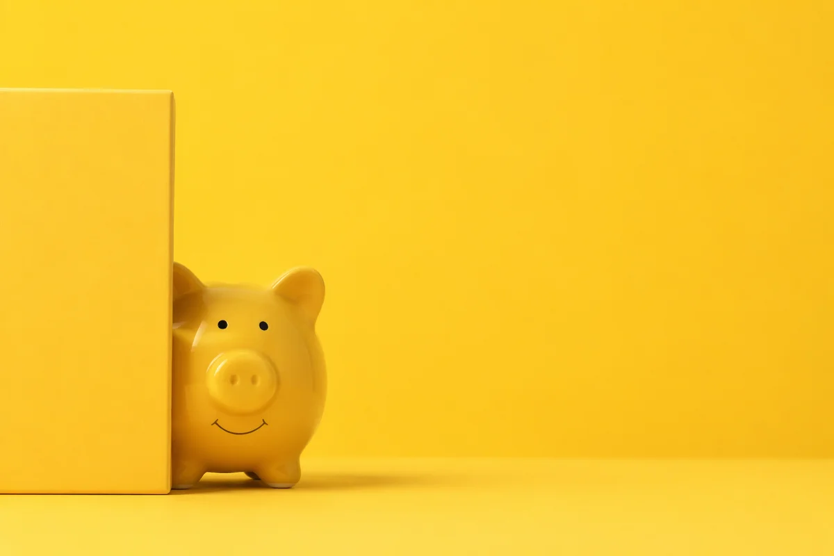 Cheerful Yellow Savings Background With Piggy Bank