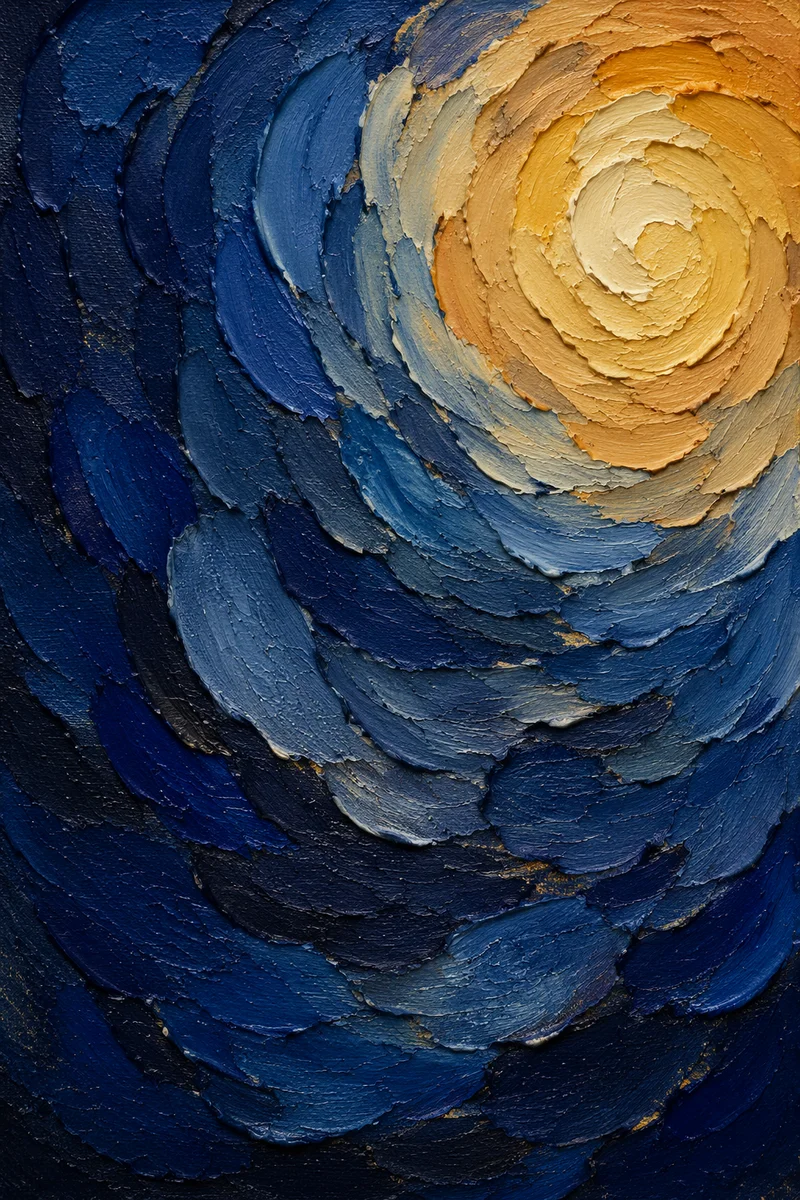 Cobalt Impasto Canvas Spiral Texture