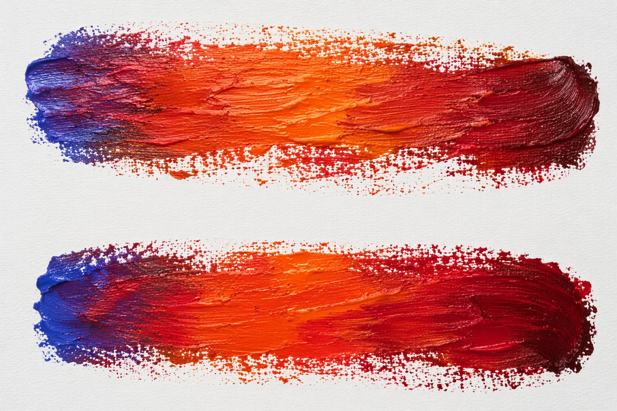 Vermilion Oil Paint Strokes on White Canvas