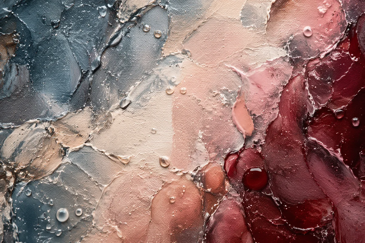 Abstract Oil Paint Droplets on Canvas