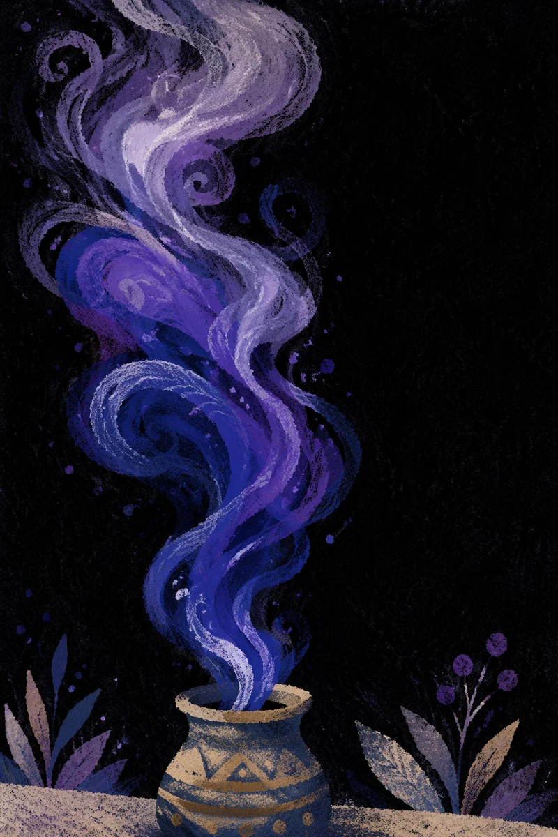 Purple Blue Smoke Wisps on Black