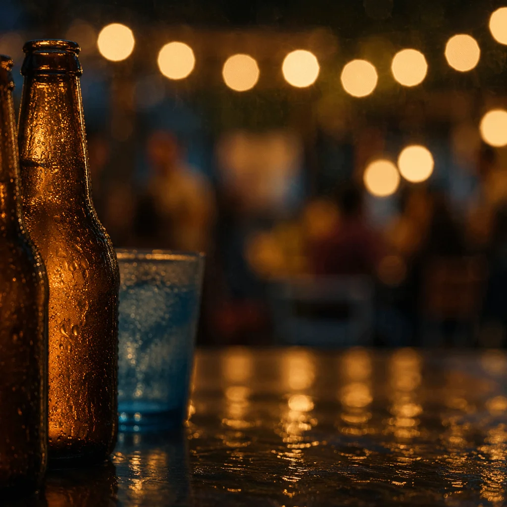 Warm Golden Bokeh Bar Background Texture