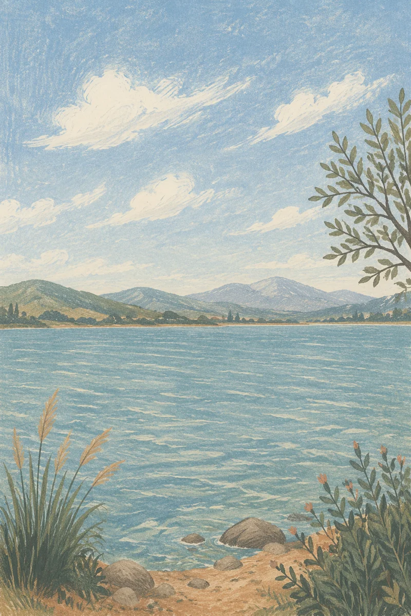 Peaceful Blue Sky Lake Background