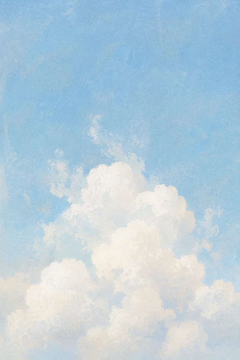 Serene Blue Sky with Soft Cumulus Cloud