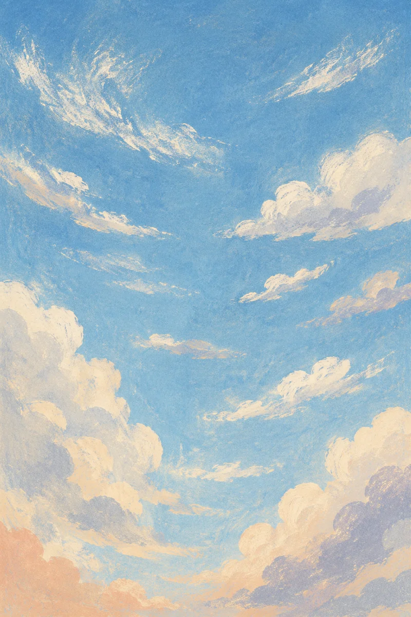 Peaceful Soft Blue Sky with White Clouds