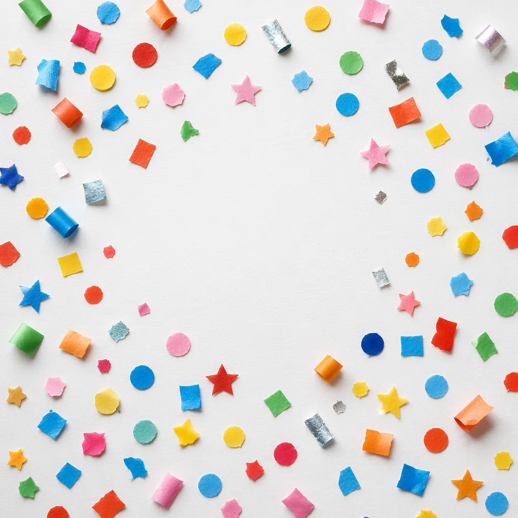 Colorful Confetti Celebration on White Background