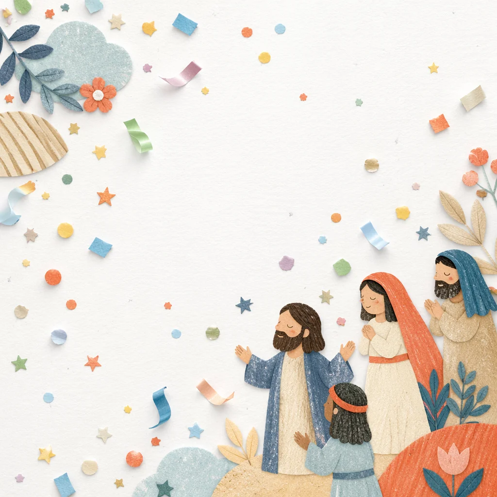Pastel Confetti Celebration on White Background