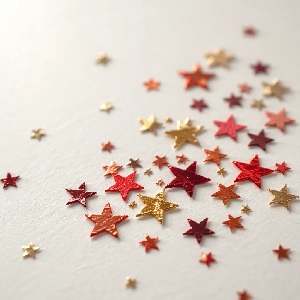 Festive Star Confetti on White Background