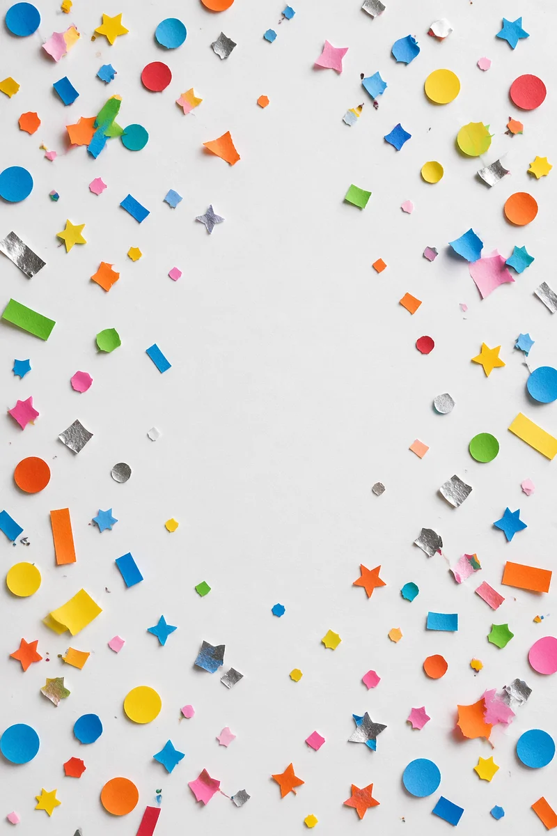 Colorful Confetti Celebration on White Background