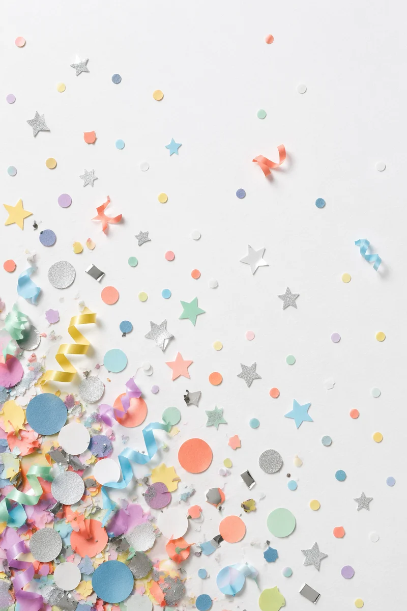 Festive Confetti on Clean White Background