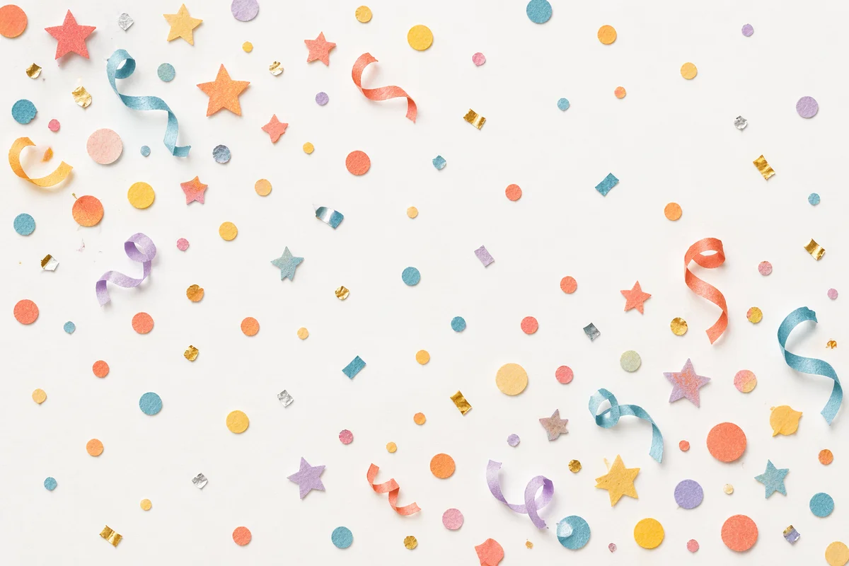 Festive Confetti on Clean White Background