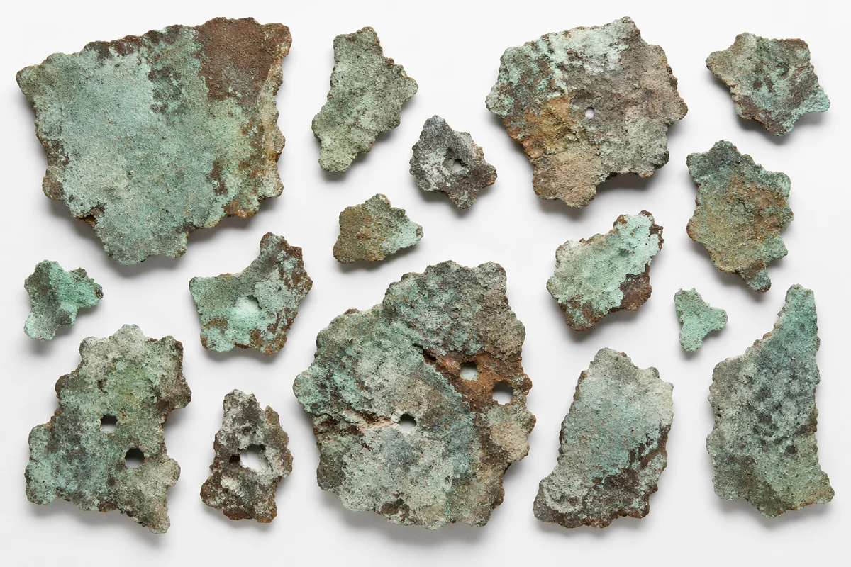 Aged Copper Patina Texture on White