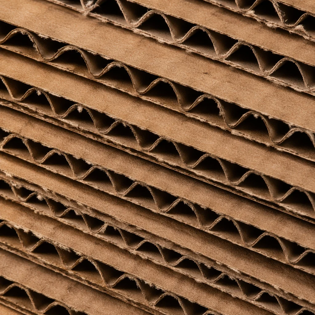 Diagonal Corrugated Cardboard Texture Close Up