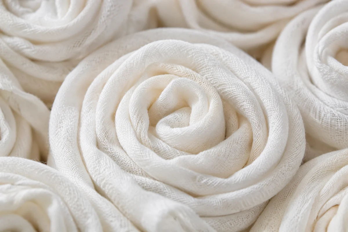 Soft White Cotton Folds Macro Texture