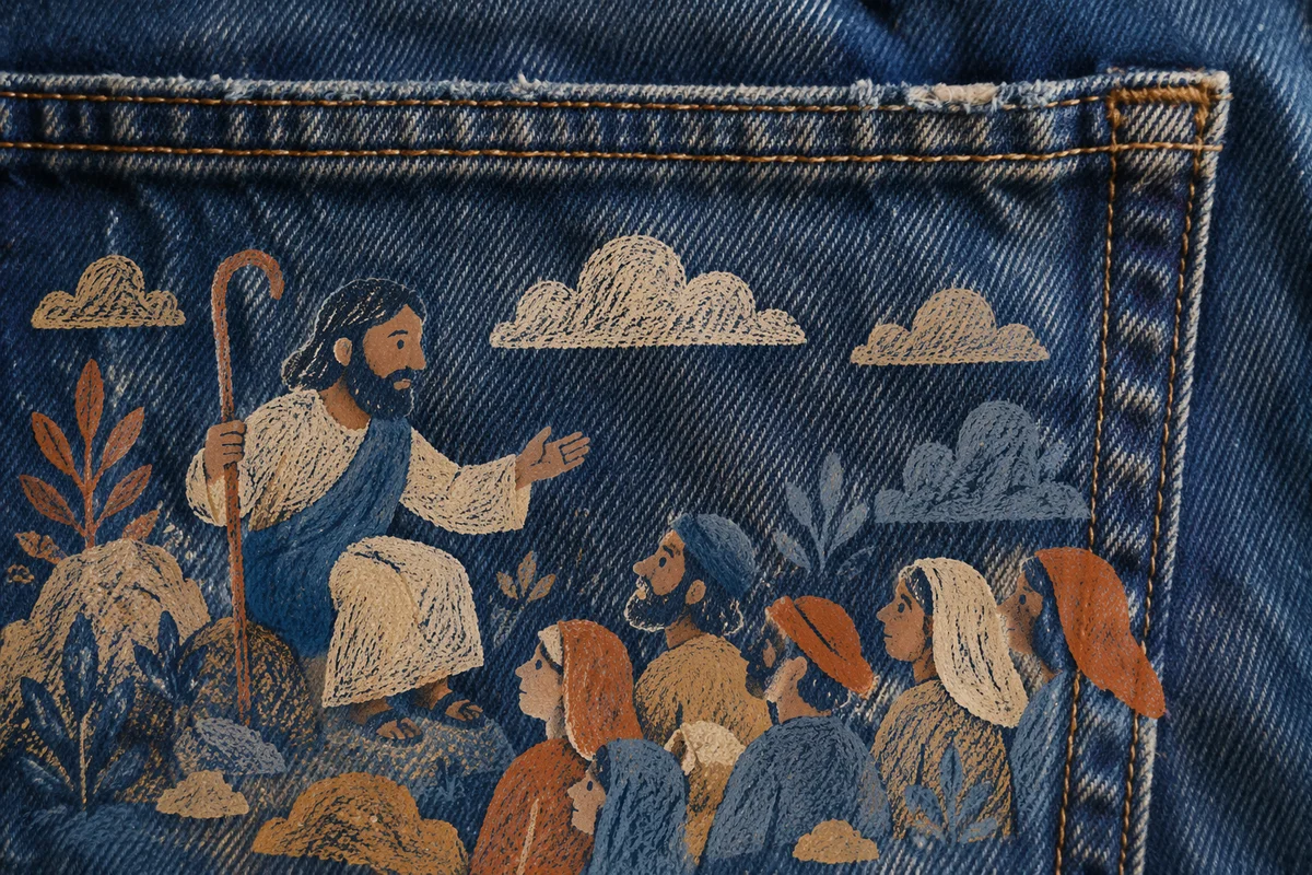 Macro Blue Denim Pocket Texture