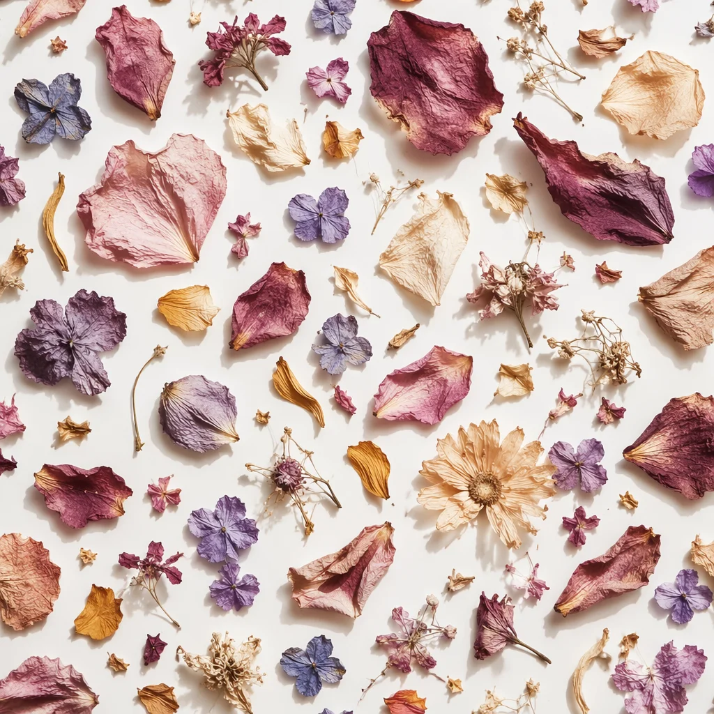 Dried Flower Petals on White Background