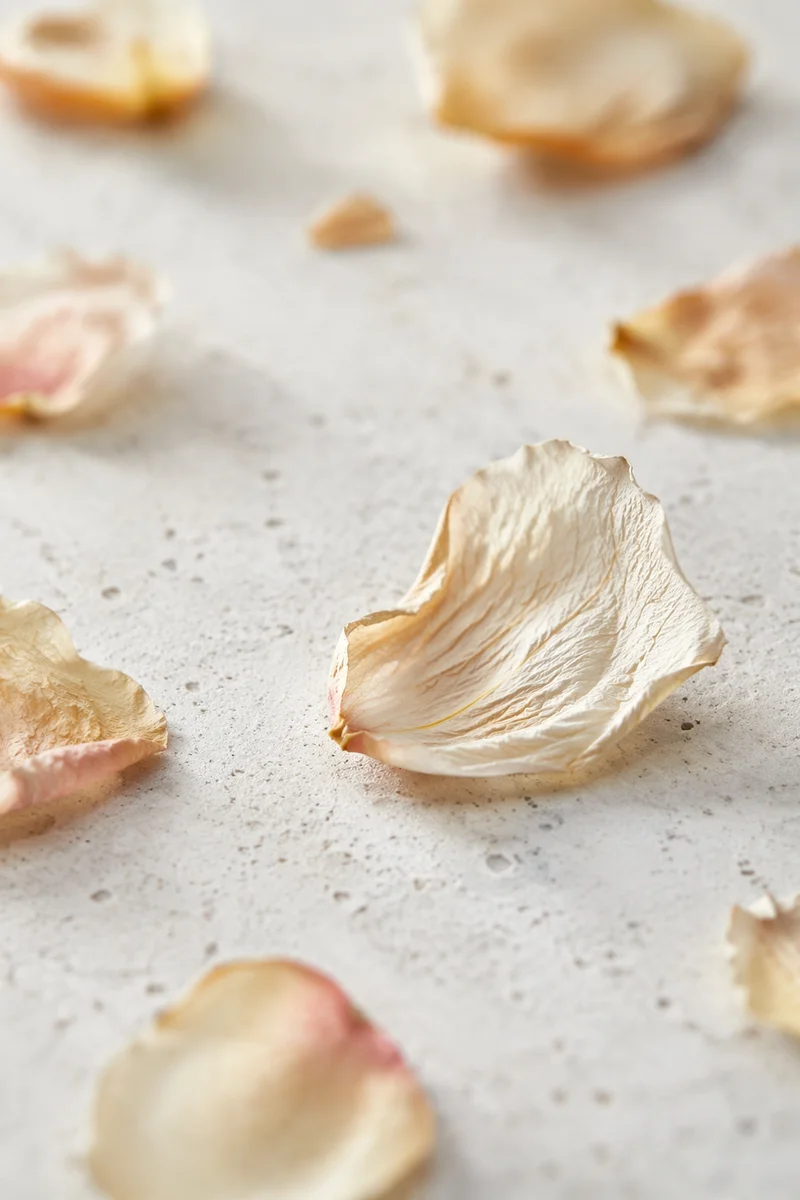 Dried Flower Petals on White Stone