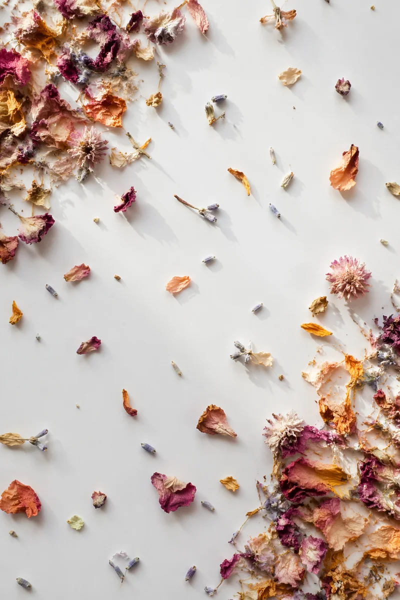 Dried Flower Petals on White Surface