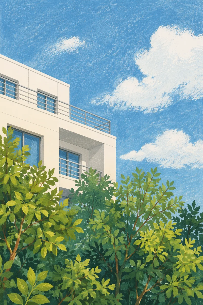 Modern White Building With Blue Sky