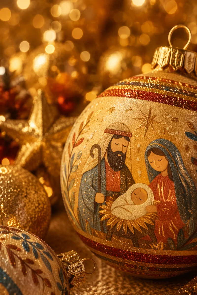 Festive Gold Glitter Ornament Background