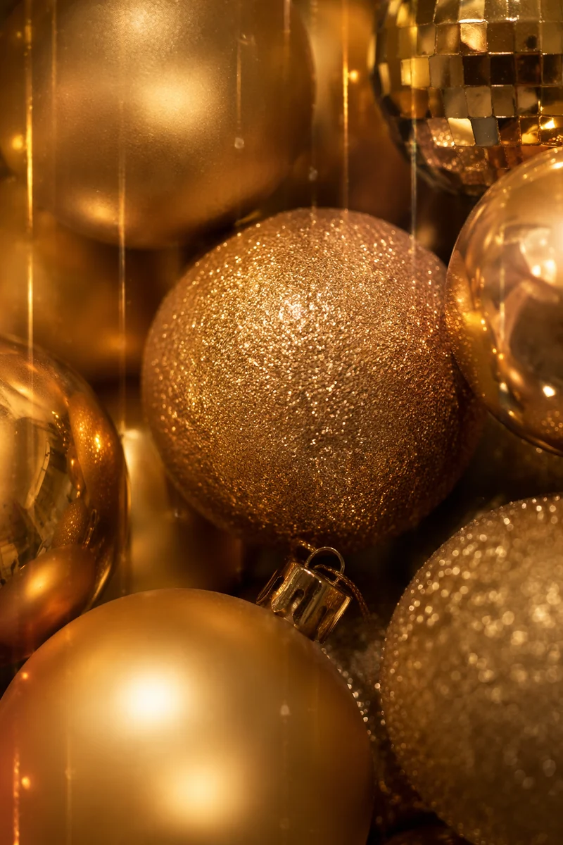 Sparkling Gold Ornaments Festive Background