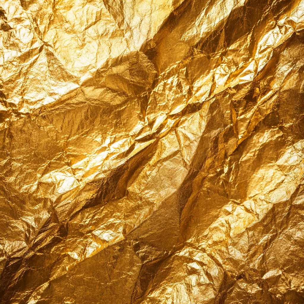 Luxurious Crinkled Gold Foil Texture Background