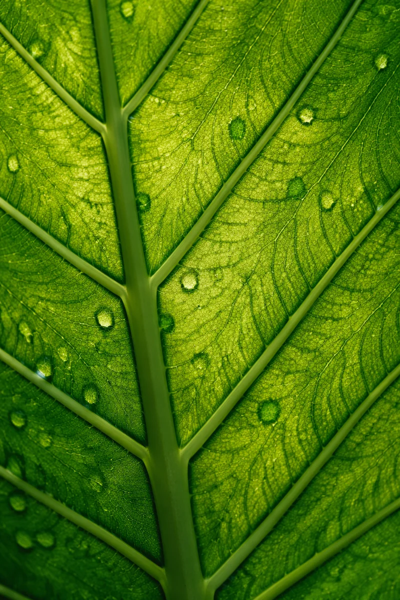 Luminous Green Leaf Veins Macro Texture