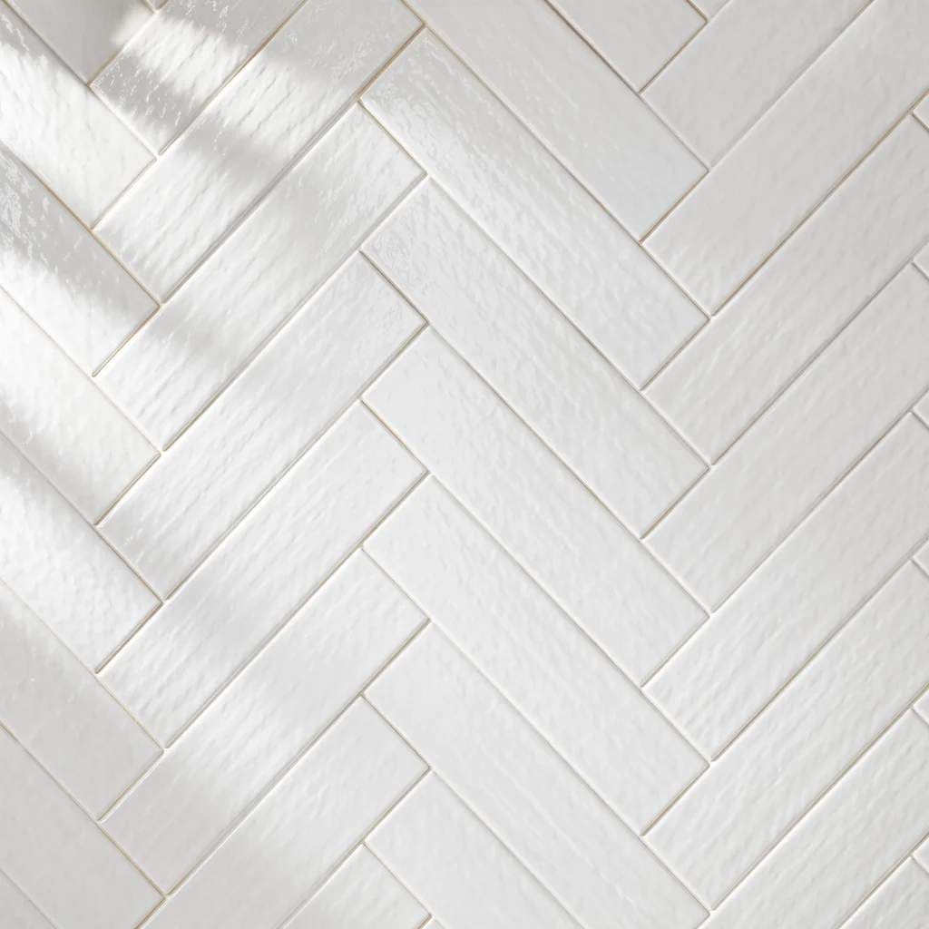 Clean White Herringbone Tile Background