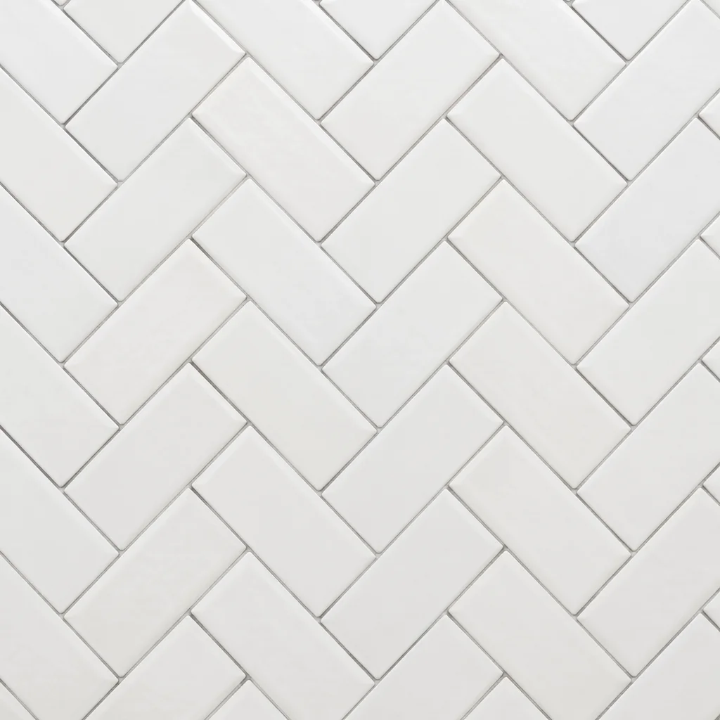 Clean White Herringbone Tile Background