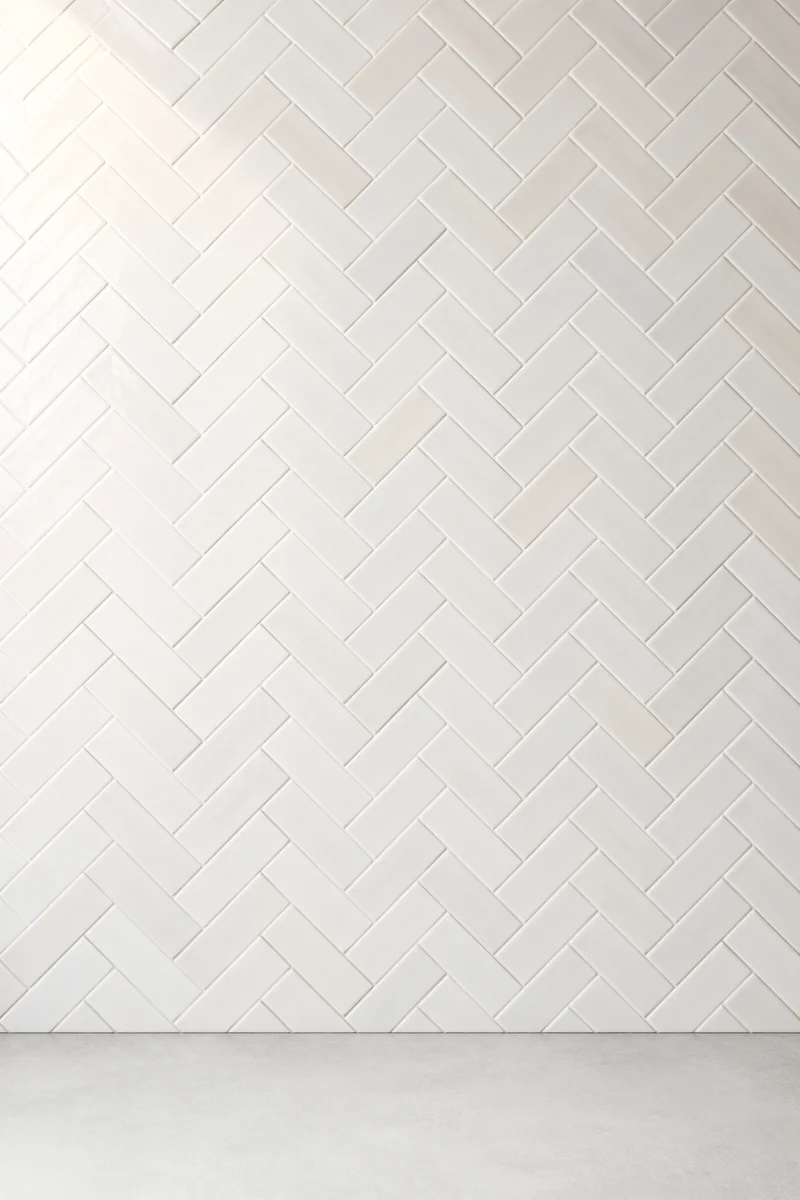 Clean White Herringbone Tile Background